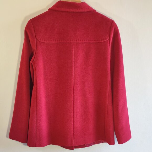 Ellen Tracy Luxurious Angora & Wool Pea Coat Ruby Red Classic Elegant Size XS - Picture 3 of 10